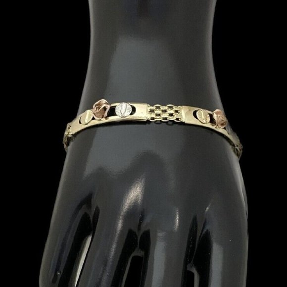 14k Yellow Gold Fancy Link Women's Bracelet, Length 7" Width 0.25"